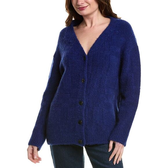 Proenza Schouler White Label WomensAlana Alpaca & Wool-Blend Cardigan Blue